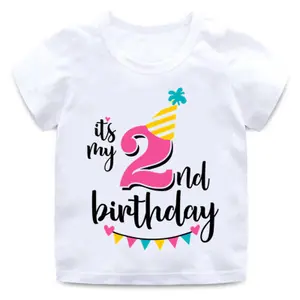 Children's clothing children's T-shirt birthday digital print short sleeve kids girls top fancy tops for girls