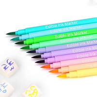 Vente en gros de stylos à colorant alimentaire double face comestibles de qualité alimentaire 10 macarons marqueurs de couleurs pour décoration de gâteaux écrivains gastronomiques pour fondant