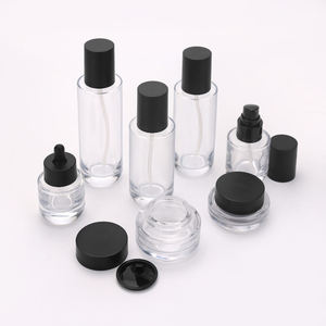 Ensemble complet personnalisé d'emballages cosmétiques en verre transparent : flacon vide pour lotion, sérum, flacon pompe spray, pot à crème, contenant <span class=keywords><strong>cosmétique</strong></span> - Product Image 2