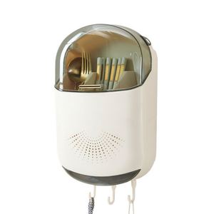 OTM อุปกรณ์บนโต๊ะอาหารอเนกประสงค์, กล่องเก็บของตะเกียบพลาสติกจุได้เยอะแบบแขวนผนังที่วางตะเกียบในครัว - Product Image 1