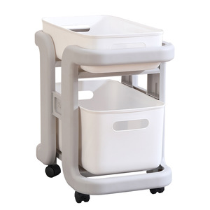 Storage Cart Multi Tier Movable Rack Grey Cream 20-35L For Kitchen Bathroom Living Room Snack Storage - Product Image 5