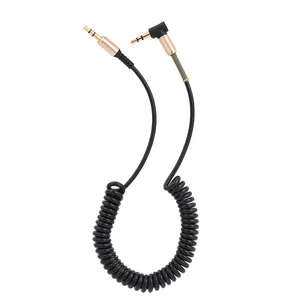 1,7 metros de Cable de extensión de Audio Jack de 3,5mm macho a macho AUX Cable de Audio de 3,5mm de Cable w/primavera estirable teléfono bobina