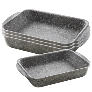 Teglia in Alluminio Forgiato con Rivestimento in Pietra Minerale e Fondo in Acciaio Inox CM.30x25x6.5h per Piatti da Forno - Product Image 2