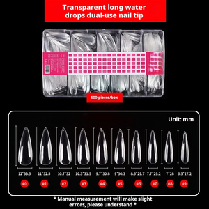 Ongles artificiels transparents sans trace, forme trapèze, design givré longue goutte d'eau, couverture complète, pour extension d'ongles, en vrac - Product Image 6