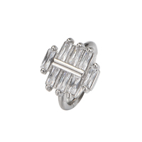 Fuxuan ASTM F136 Titane Anneau d'oreille clicker à segment géométrique rectangulaire trapézoïdal avec zircon, Bijou de piercing corporel