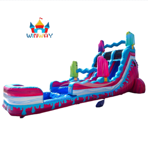 Toboggan aquatique gonflable coloré en gros avec piscine, toboggan gonflable commercial pour enfants pour les fêtes d'été et les activités de plein air - Product Image 2