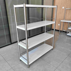 Estante de almacenamiento comercial de acero inoxidable de <span class=keywords><strong>4</strong></span> capas Montaje fácil Soporte de exhibición de pie duradero - Product Image 1