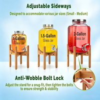 Support pour distributeur de boissons - Support réglable en bambou pour distributeurs compatibles d'eau, de boissons et de jus