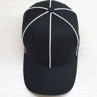 Gorra de Árbitro de Fútbol Oficial Personalizada 100% Algodón, Lisa Negra con Rayas Blancas