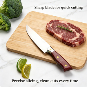 Cuchillo de Chef de Acero Inoxidable, Cuchillo para Frutas con Mango de Madera, Cuchillo Multiusos para Cortar y Rebanar Carne, Cuchillo de Carnicero - Product Image 1