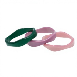 Irregular Resin Bangle Sculpture <b>Bracelet</b> Stylish Artistic Fashion Pink Green Colorful Minimalist Design Collectible Decor - Product Image 3