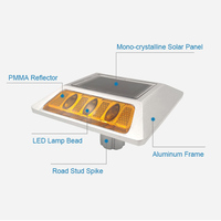 Marqueur routier LED en aluminium, étanche IP68, clignotant, grande taille, avec panneau solaire et poteau