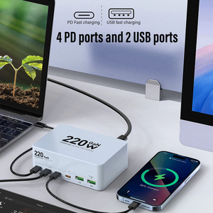 4C+2A 220W 6 Port Multi USB-C PD GAN Charging Station,100W PD Fast <strong>USBC</strong> Gan Charger Station Hub <strong>Dock</strong> for Multiple Devices - Product Image 2