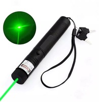 Stylo torche LED avec chargeur USB, logo laser OEM, en alliage d'aluminium, puissant, lumière verte, 1*18650, pointeur laser 303, lampe torche