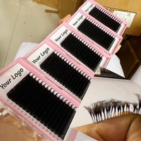 Fournitures d'extensions de cils en marque privée J CC L Easy Fan Velvet Korea PBT, plateau d'extensions de cils noir mat en cachemire, vente en gros