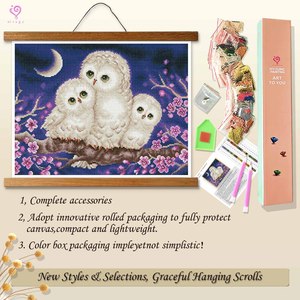 DIY Diamond Painting Kit Love Owl Couple Scene Full Round Drill Mosaic Art Romantic Home Wall Decor - Product Image 4