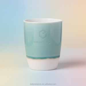 Ensemble de tasses à thé en céramique avec logo personnalisé et glaçure dégradée, mug à café sans anse en grès pour le bureau et la maison - Product Image 3
