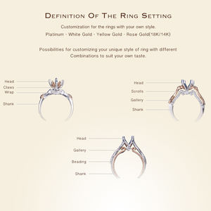 Bague en diamant personnalisée pour mariage, fiançailles, or blanc 18 carats, Semi-montage sans pierre principale - Product Image 6