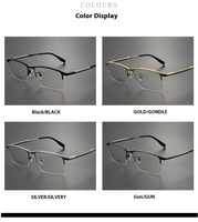 Lunettes d'affaires pour hommes en titane de haute qualité stylo myope demi-monture de lunettes avec élastique pour grand visage placage IP durable élégant