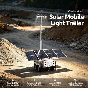 Tour d'éclairage solaire robuste IP66, 14,4 kWh, option Gel/LiFePO4, 4 panneaux de 450 W pour carrière et situations d'urgence - Product Image 5