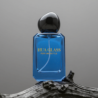 Luxuriöse 50ml Achteckige Glas-Parfümflasche mit Farbverlauf, Leere Duftsprühflasche mit Schwarzem Designer-Verschluss und Box