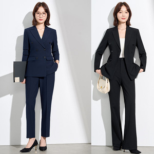 Women's Business Suit Set Polyester Worsted Full Sleeve Anti-Wrinkle Elegant Autumn Formal Wear - Product Image 1