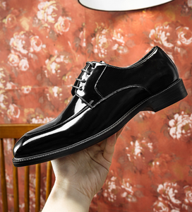 Chaussures Derby Noires Brillantes en Cuir Lisse, Semelle en Caoutchouc, pour Occasions Formelles, en Cuir de Vachette, Chaussures Habillées pour Hommes, Prix de Gros - Product Image 5