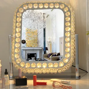 Lüks Korkak Elmas LED işıklı Hollywood Vanity Banyo Duvara Monte makyaj aynası Dokunmatik Dimmer Işıkları