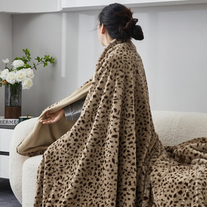 Phong Cách Bắc Âu Giả Thỏ Nhân Vật Chăn Dày Mùa Thu Mùa Đông Nap Bìa Với Retro <span class=keywords><strong>Leopard</strong></span> In Cho Sofa Hoặc Máy Bay Sử Dụng - Product Image 4