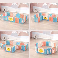 Parc de jeu pliable en HDPE pour bébé, pliable à plat pour rangement, clôture de sécurité intérieure pour tout-petits avec mur de jeu à motifs de dessins animés