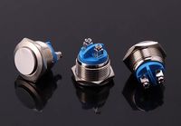 Interruttore a pulsante arcuato in acciaio inossidabile da 16 mm, impermeabile, momentaneo, con terminali IP65, elettronico, in plastica, per elettrodomestici, 12V 1NO