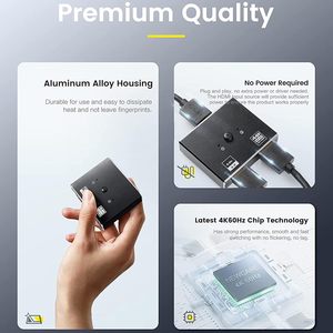 <span class=keywords><strong>Commutateur</strong></span> <span class=keywords><strong>HDMI</strong></span> SYONG, sélecteur bidirectionnel, 4K/3D/1080P, sortie 1x2 et 2x1, commutation manuelle, compatible avec DVD Xbox - Product Image 5