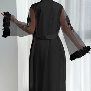 Nouvelle arrivée <span class=keywords><strong>Chemise</strong></span> <span class=keywords><strong>de</strong></span> <span class=keywords><strong>nuit</strong></span> à manches longues en plumes <span class=keywords><strong>de</strong></span> <span class=keywords><strong>satin</strong></span> Vente à chaud <span class=keywords><strong>de</strong></span> vêtements <span class=keywords><strong>de</strong></span> <span class=keywords><strong>nuit</strong></span> <span class=keywords><strong>de</strong></span> luxe pour femmes - Product Image 5