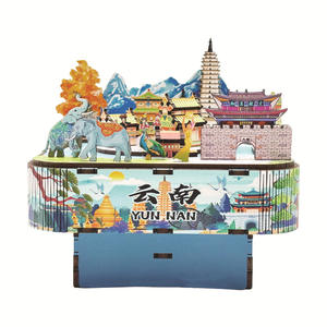 Yunnan Impressie Muziekdoos Nationale Mode Stad Schilderachtige Plek Souvenir Creatieve Dynamische Muziekdoos Houten 3d Puzzel Model - Product Image 1