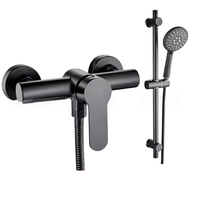 Robinet de douche mural moderne pour salle de bain, intérieur et extérieur, finition brossée, eau chaude et froide