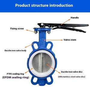 D71X-16 tay kẹp mềm con dấu PTFE Van bướm có tay cầm cho phương tiện truyền thông nước DN80 100 <span class=keywords><strong>150</strong></span> 200 - Product Image 5