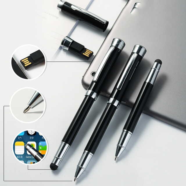 Logo Customized Printing Executive Business Gifts Ballpoint Pen USB Flash Drive 4GB-32GB
