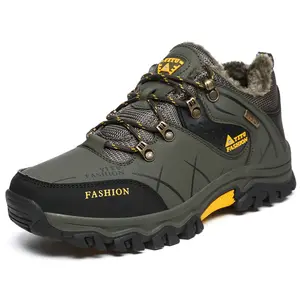 时尚风格大码39-47男士登山鞋PU皮革户外靴定制橡胶外底登山靴