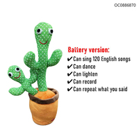 Enregistrement de jouets cactus parlants dansants led jouets en peluche électroniques noël avec 120 chansons