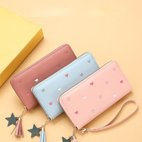 Dompet Panjang Wanita Baru Pola Hati Dompet Clutch Kapasitas Besar Tempat Kartu Kulit Pelajar