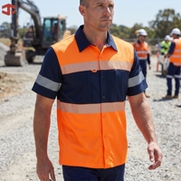 Chemise de sécurité réfléchissante JIADE pour hommes, haute visibilité, manches courtes, poche zippée discrète, légère, pour travaux routiers, entrepôt