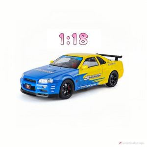 Modelo de Coche de Aleación Fundida a Presión a Escala 1/18, GTR R34, Juguete Coleccionable, Figura de Coche Deportivo Skyline - Product Image 1