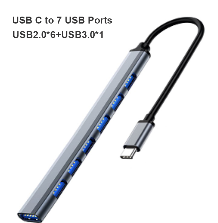 7 En 1 USB C Hub gris