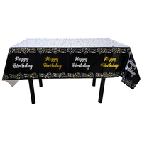 Nappe d'anniversaire en gros avec logo personnalisé, couverture de table jetable en plastique, fournitures de décoration d'anniversaire OEM
