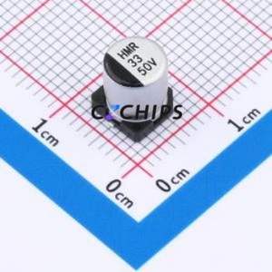 Condensateur électrolytique hybride solide-liquide en aluminium SMD, 118EC440, D6.3xL7.7mm, 33uF, 20%, 50V, 1.1A-100kHz - Product Image 1