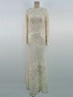 Design de mode De Luxe De Haute Qualité Vintage Serré Banquet Élégant Crochet Fleur Fishtail Robe Blanche