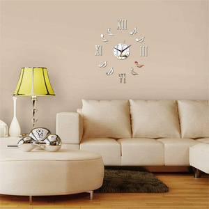 シルバーDIYミュージックミラースタイル自己粘着ウォールステッカー時計 - Product Image 3