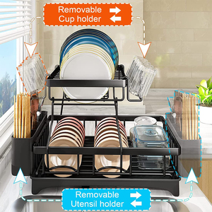 Égouttoir à vaisselle à 2 niveaux pour cuisine, support de séchage au-dessus de l'évier, organisateur de vaisselle, égouttoir de rangement - Product Image 6