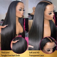 Perruques Lace Front en Cheveux Naturels Prêtes à l'emploi en Gros, Ondulation Profonde, HD Transparentes, Sans Colle, Pré-épilées, pour Femmes Noires