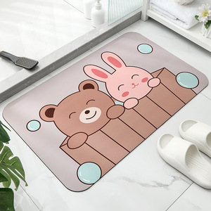Moderne Anti-Rutsch-Bade matte für den Hauseingang Ovaler Kieselalgen schlamm mit Tech-Stoff oberfläche Soft Print Maschinen gefertigte Boden matte - Product Image 4